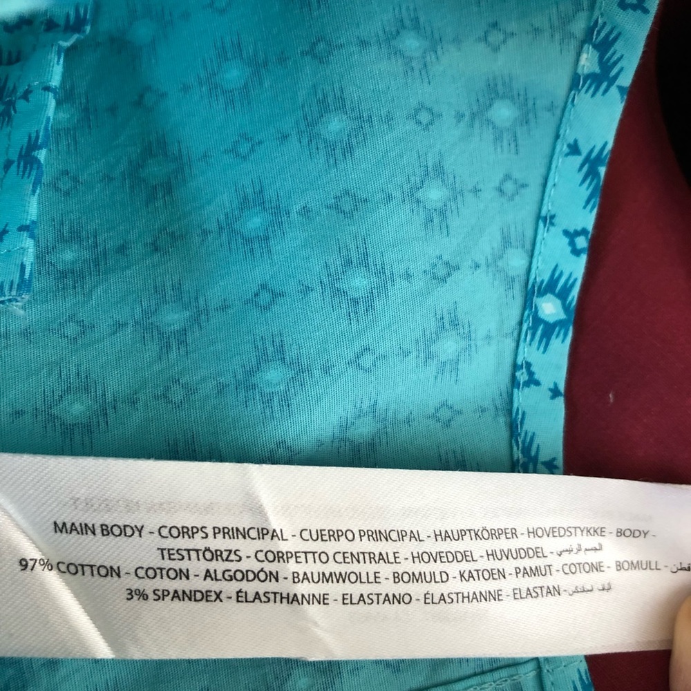 Ariat Blue Patterned Casual Button Down Shirt - image 4